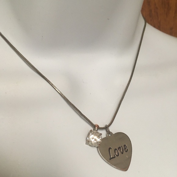 LOVE & Rhinestone Charm Necklace - Picture 5 of 5